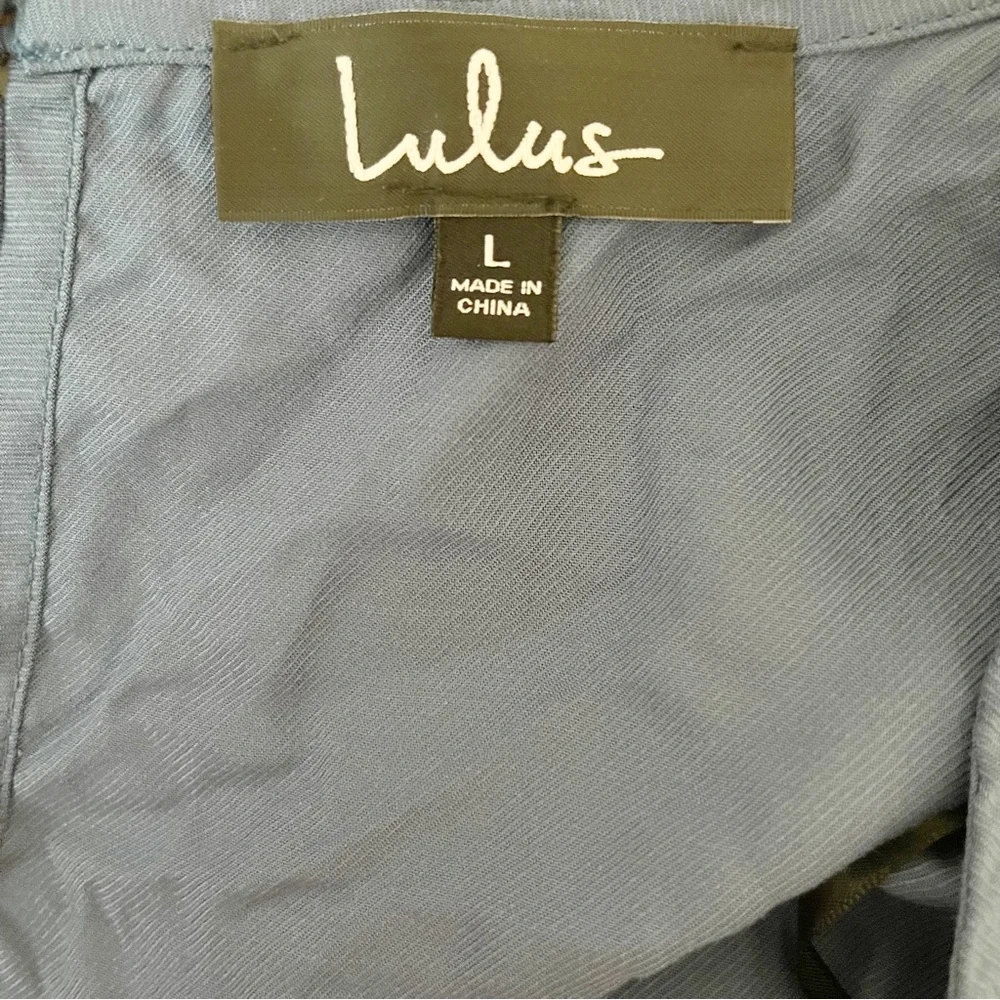 NWT Lulus Here To Love Denim Blue Tie-Front Jumpsuit Size L - Picture 12 of 14